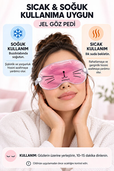 Modex Kedi Figürlü Sinüzite Kırışıklığa Sıcak Soğuk Göz Dinlendirici Rahat Uyku Göz Maskesi