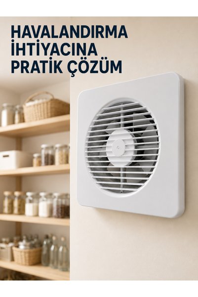 ucuzteknom 150 mm Dekoratif Aspiratör 20,8 x 20,8 cm 20 W 320 m³/h Duvar ve Tavan Tipi Havalandırma Fanı