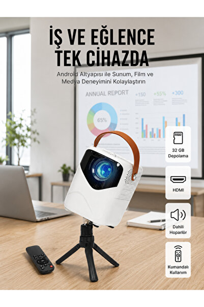 Projeksiyon Ev Sineması Bluetooth 4k HD Kaliteli Görüntü Kumandalı