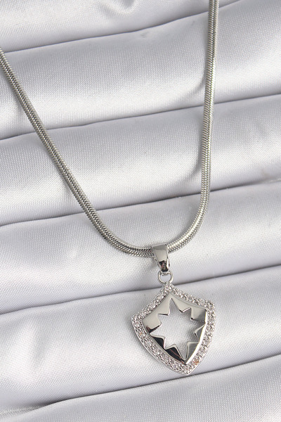 Generic Brand 316L Steel Silver Color Italian Chain Zircon Stone Pole Star Pr...