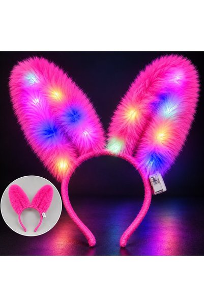 Generic Brand مي للواردات ®   3 أوضاع إضاءة LED على شكل أذن أرنب من القطيفة ب...