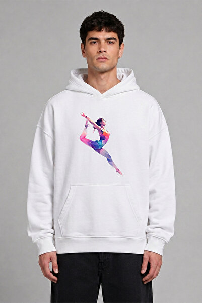 VSRN Φούτερ με κουκούλα Ballerina 8 Design με προτυπωμένο σχέδιο σε λευκό χρώμα