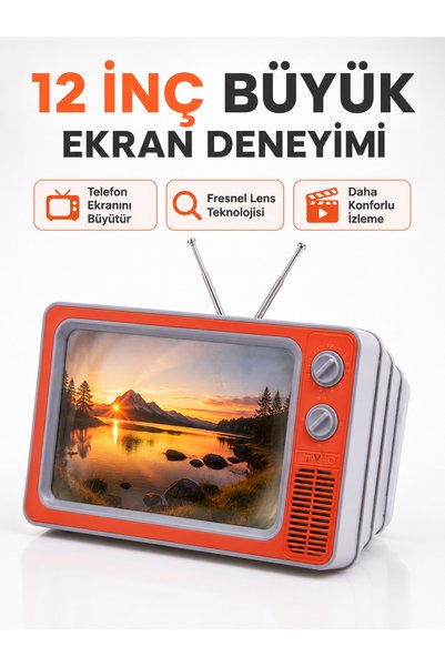 Lisinya Telefon Ekran Büyütücü 3D HD Lens Retro TV Görünümlü Katlanabilir Mob...