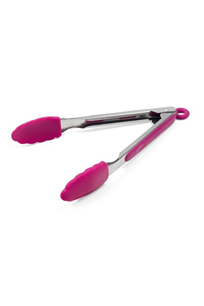 OEM Clește Metalic cu Vârfuri Silicon Fucsia 27cm – Prindere Ușoară la Gătit