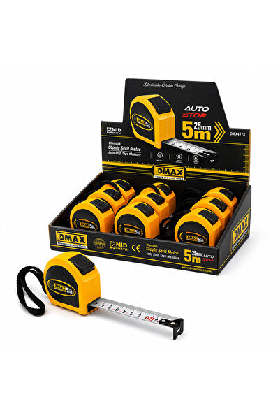 ART3 12 ADET 5MT X 25MM OTOMATİK ÇELİK ŞERİT METRE STOPLU