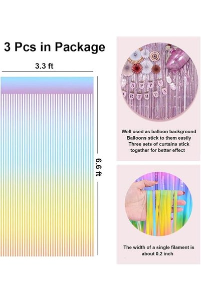 EXCEFORE 2Pcs Fringe Backdrop Fringe Curtain, Tinsel Pastel Foil Fringe Backdrop Curtain, Party Backdrop Frin