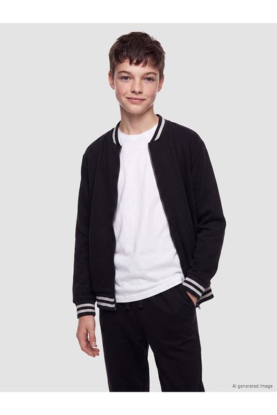 LC Waikiki Özmarka New Season Black College-Style Men’s Collar Boys’ Zipper S...