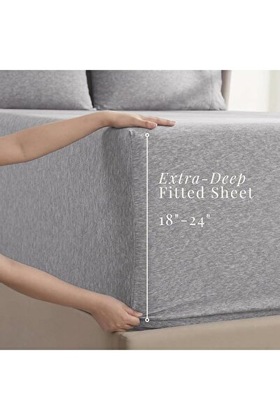 Hearth & Harbor مجموعة ملاءات سرير كينج سايز ذات جيوب عميقة للغاية - تناسب المراتب بعمق 18-24 بوصة - 6 قطع G
