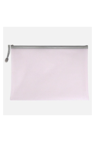 OEM Mapa Transparenta Roz cu Plasa si Fermoar 33x25cm, pentru pastrare si org...
