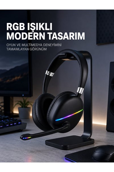 AKILLI Kablosuz Bluetooth 5.0 Kulaklık RGB Işıklı Tasarım