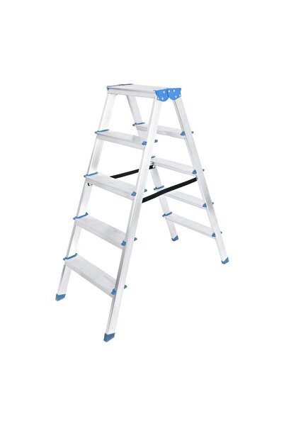 AyPenye 5+5 Çift Basamaklı Alüminyum Metal Merdiven Yükseklik = 115CM Baş Genişlik = 8CM