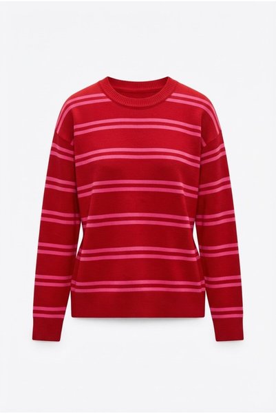 Bade Butik Red pink striped knit sweater