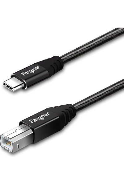Fasgear كابل من النوع C إلى USB B بطول 1 متر، سلك طابعة وماسح ضوئي 2.0 (3 أقد...