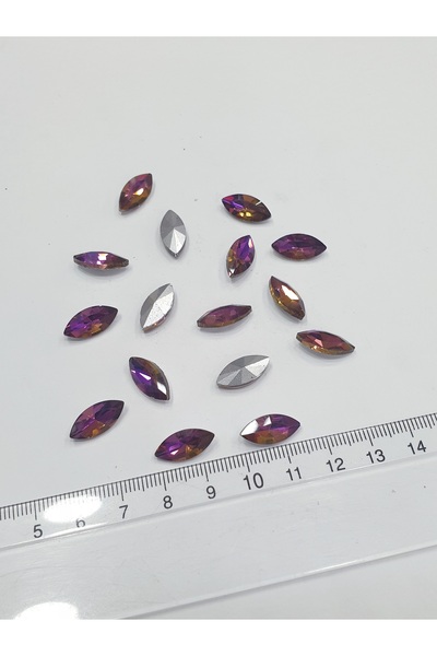 CRYSTALSHOP حجر لاصق - {خلفه مقوس} جانجانلي بيربل ميكيك 7x15 مم (100 قطعة)