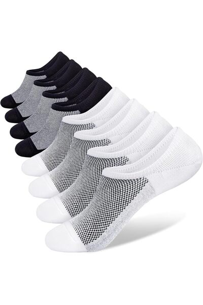 GENERAL SIXDAYSOX No Show Socks for Men 8 pack Cotton Thin Low Cut Non Slip f...
