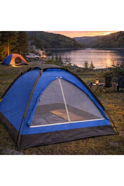 3 Kişilik Manuel Kamp Çadırı – Düz Kapılı Outdoor Aile, Doğa, Piknik ve Kamp Çadırı 200x150x110 cm
