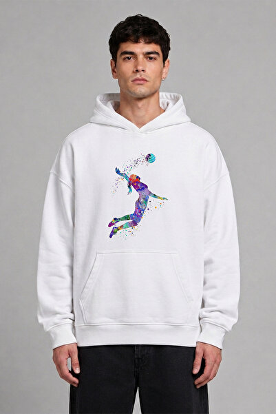 VSRN Φούτερ με κουκούλα Volleyballer 2 Design με προεκτυπωμένο σχέδιο σε λευκ...