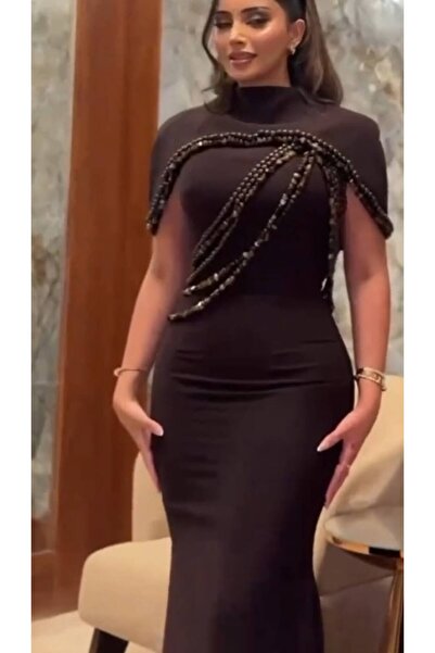 NALA FASHION فستان بني غامق - شوكولاتة داكن