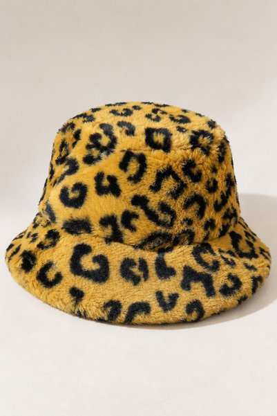 Goldmine Plush Bucket Hat Soft Touch Yellow Leopard