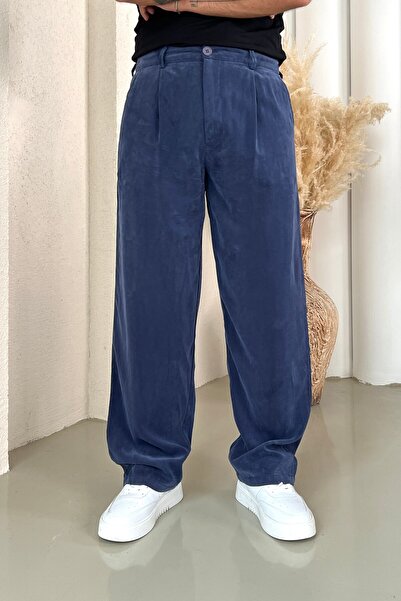 OUTFİT MAN Pantaloni largi din modal, lavabili, bleumarin