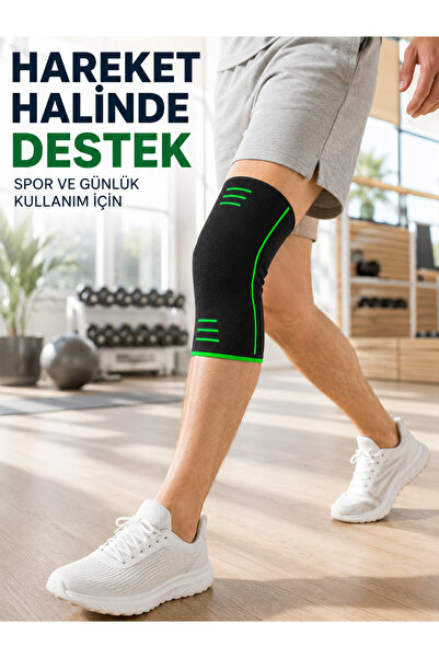 Lisinya Knitted Sports Knee Brace Black Green Flexible Knee Supporter Daily Use