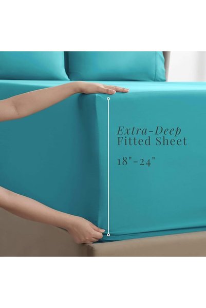 Hearth & Harbor Extra Deep Pocket King Size Sheets Set - Fits Mattress 18-24 Inches Deep - 6 Piece G