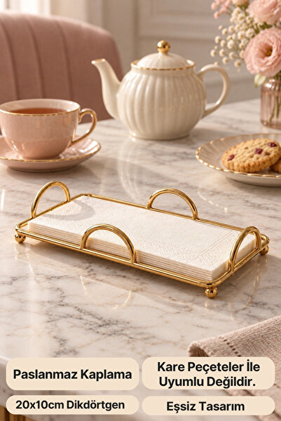 mba decor metal bending art Riva Model Gold Rectangular Napkin Holder 20,5X10...