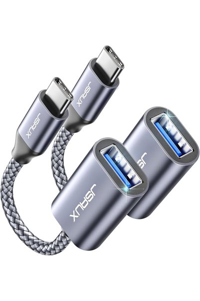 jsaux محول USB C إلى USB 3.0 [عبوة من قطعتين]، كابل OTG من النوع C لأجهزة ماك...