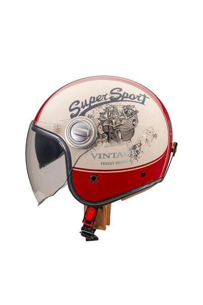 nukro B-108 Super Sport Cream-Red Açık Kask