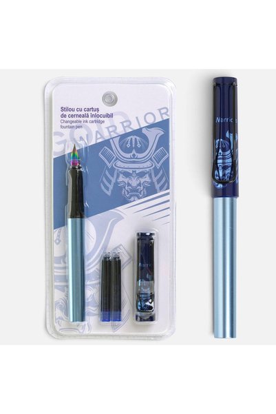 OEM Set stilou albastru cu 2 cartușe de cerneală - Design Războinic