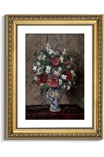 VIYYIEA Gold Framed Wall Art Canvas Print Home Decor Flower Wall Art Vintage ...