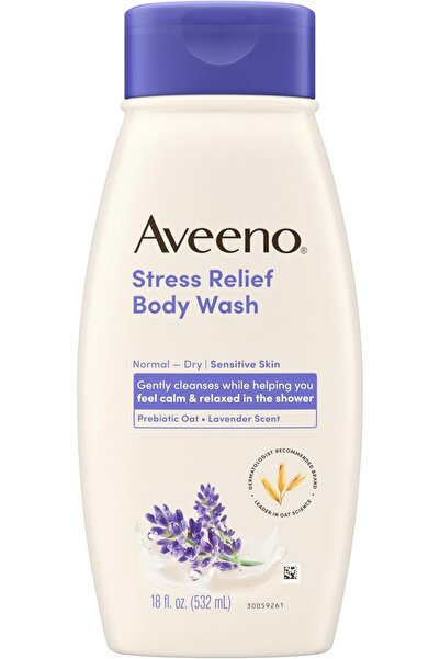 AVEENO غسول للجسم لتخفيف التوتر برائحة الشوفان واللافندر المغذية للبشرة الحسا...