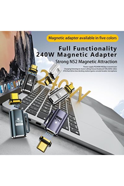 StepCo 240W PD3.1 Manyetik USB-C Adaptör | 40Gbps USB4.0 Veri Aktarımı | Tam Fonksiyonlu ve Çok Yönlü OTGET