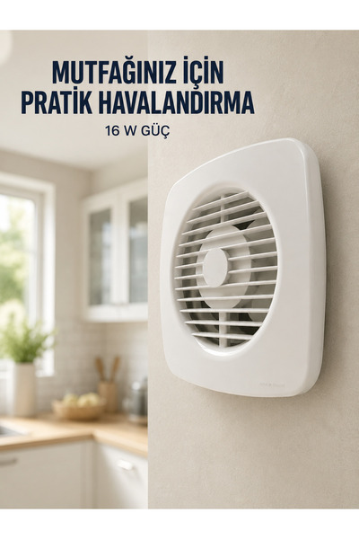 Lisinya 120 mm Havalandırma Fanı 180 m³/h Dekoratif Duvar ve Tavan Tipi Aspiratör -