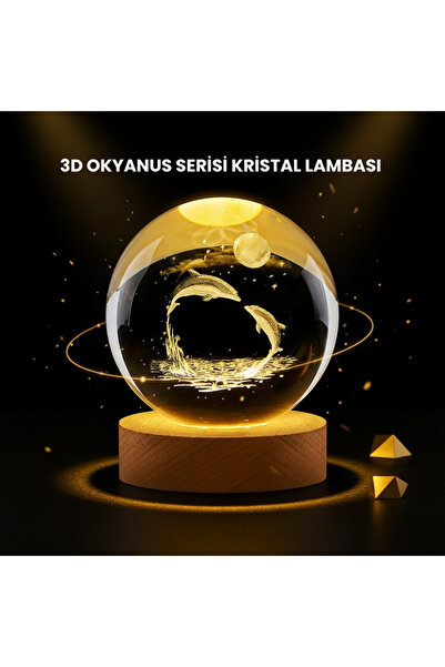 Marsilyan LED Işıklı Yunus Küre Ahşap Standlı Modern Dekoratif Aksesuar AKL48JD5