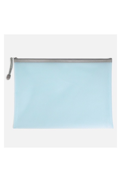 OEM Mapa cu Fermoar Transparenta Bleu cu Plasa 33x25cm, pentru pastrare si or...