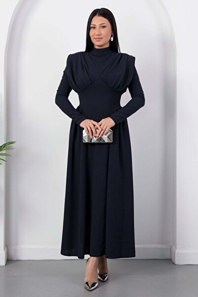 PULLIMM High Neck Halter Long Sleeve Dress Grs4158