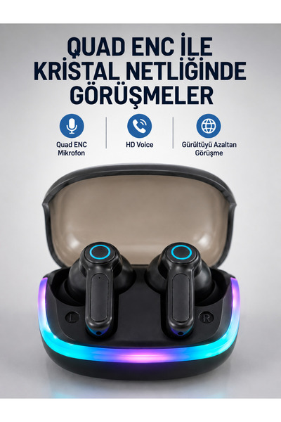Eco Lounge Bluetooth 5.4 Kablosuz KulaklıkQuad ENC Mikrofonlu TWS Kulaklık