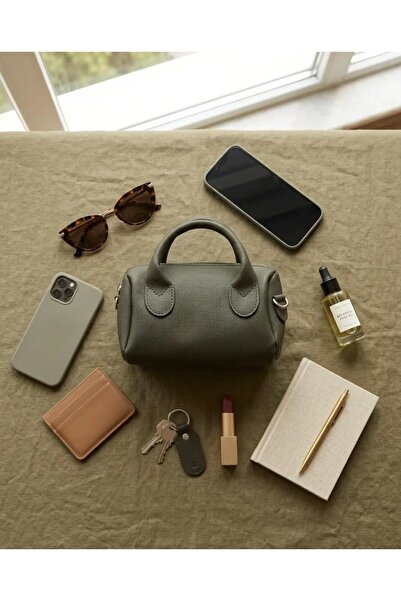 Lisinya Dark Green Matte Textured Mini Hand and Shoulder Bag Women's Zippered...