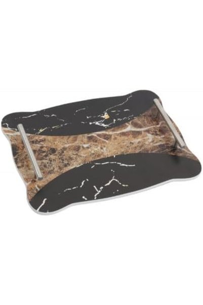 GENERAL Rectangular Wooden Serving Tray 39x27 cm Homeveo with Stainless Steel...