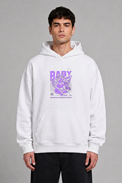 VSRN Φούτερ με κουκούλα Baby Mony Design με προεκτυπωμένο σχέδιο, λευκό, μεγά...
