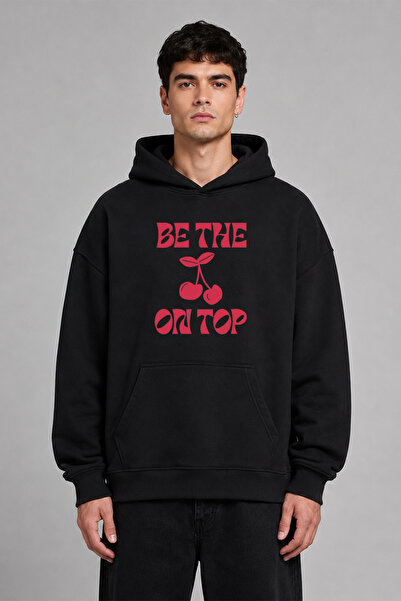 VSRN Φούτερ με κουκούλα Be The 01 Design με προεμπριμέ σχέδιο, μαύρο, oversized