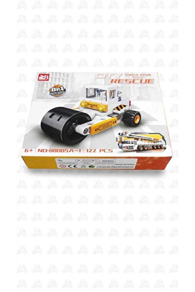 ToysVegass City Rescue Tek Silindir Yol Silindiri 122 Parça Yapı Blok Seti 8in1 İnşaat Kurtarma Aracı Eğitici Oyuncak 6+ Yaş