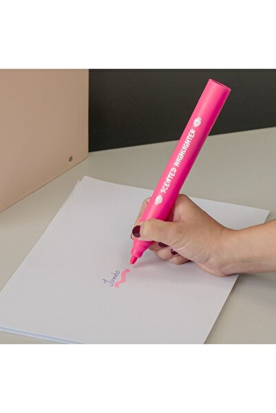 OEM Evidențiator Jumbo parfumat, cu aromă de căpșuni roz, 23 cm