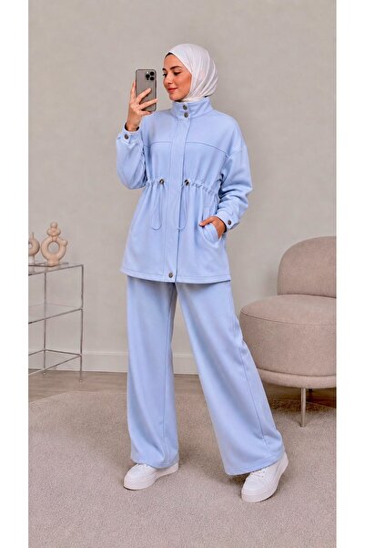 ONE WAY FASHION Modest Cotton Two Piece Set Women Clothing Long Jacket and Wi...