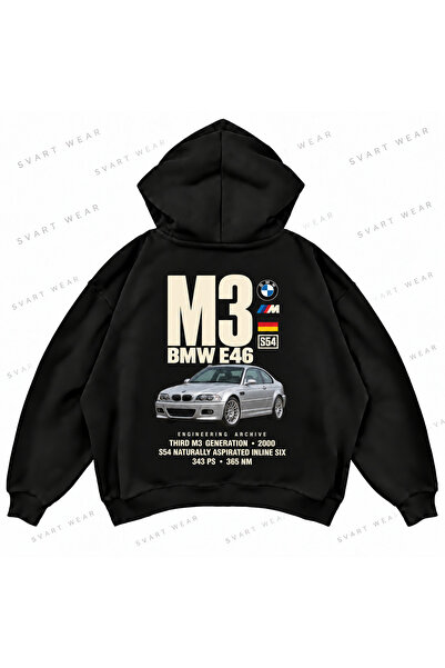 SVART WEAR Φούτερ με κουκούλα BMW M3 E46 με γραφικό τυπωμένο σχέδιο, oversize...