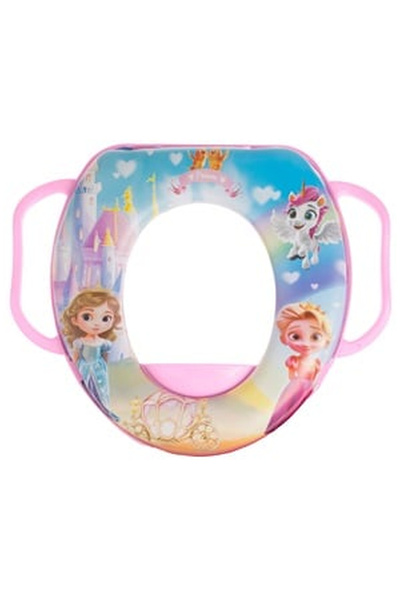 OEM Reductor WC din Plastic Roz cu Model Printesa & Manere 35x30cm - Honey Baby