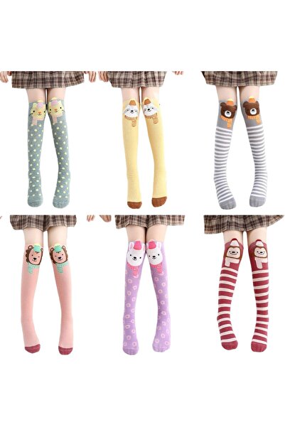 CozyNook Girls Stockings Knee High Socks 6 Color Cartoon Animal Pattern Long ...