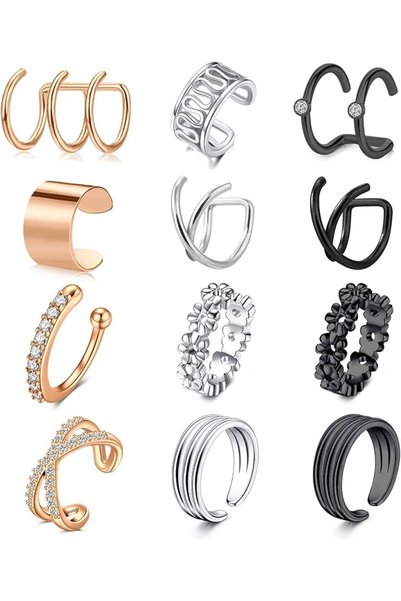 GENERAL LAURITAMI Stainless Steel Ear Cuff Helix Cartilage Clip On Wrap Earri...