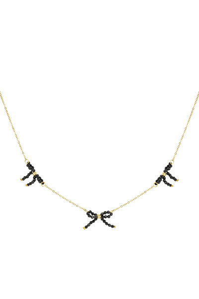 OEM Κολιέ Crystal Bows Noir, από ανοξείδωτο ατσάλι